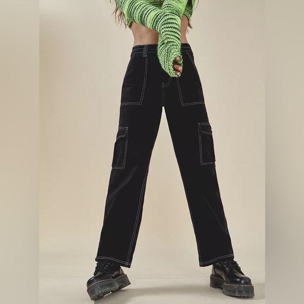 BDG Urban Outfitters Black Cargo Baggy Skate Jeans Womens 28 Y2K